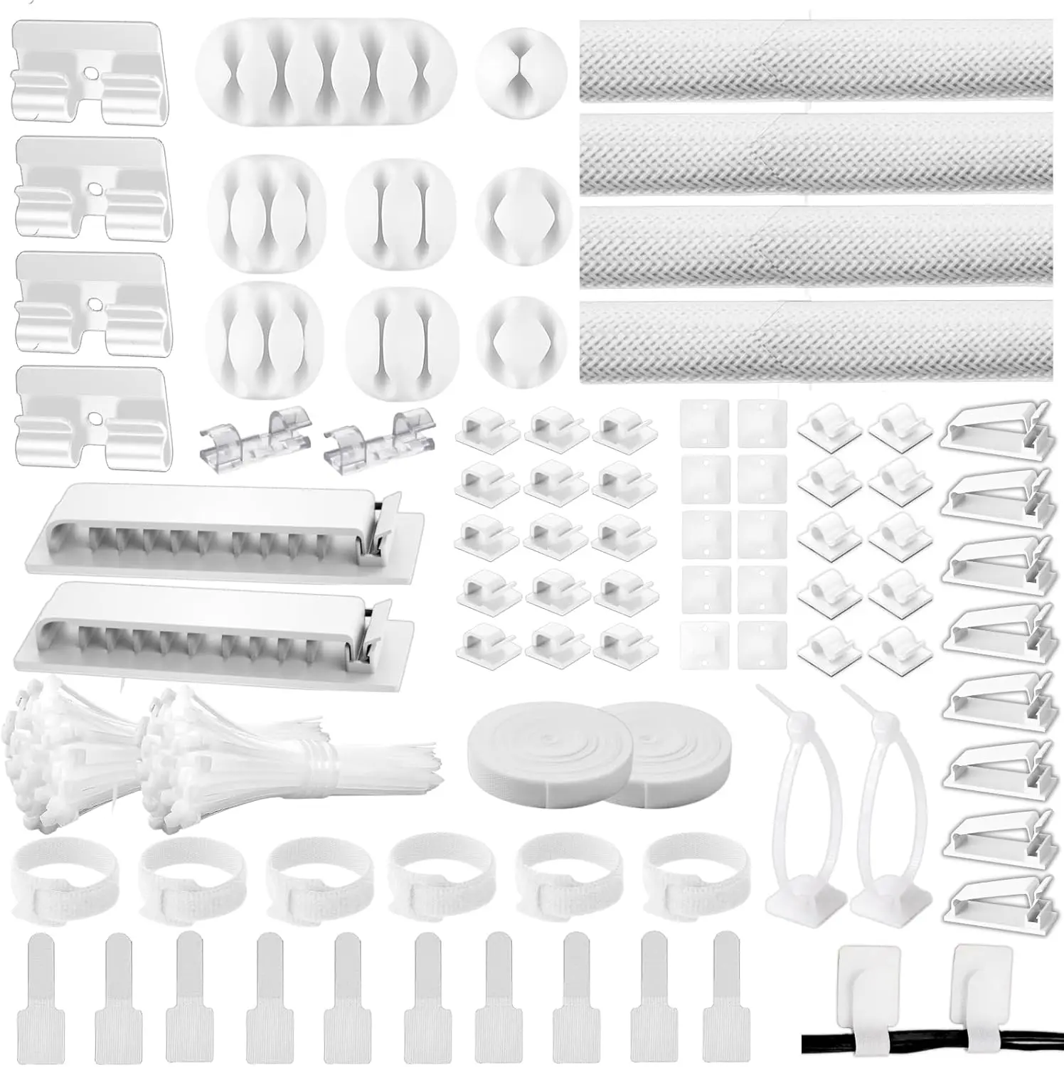 

313 шт., 4 кабельные муфты, разделенные 35 кабельных зажимов, держатель 12 кабелей, 22 кабельные стяжки, 30 клей, крепление для шнура, 200 застежек, кабельная стяжка