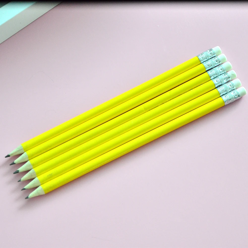 100pcs Personalized Colored Wooden Pencils Customized School Decor Pencil With Eraser Wedding Gift Favors Baby Shower Party view 5