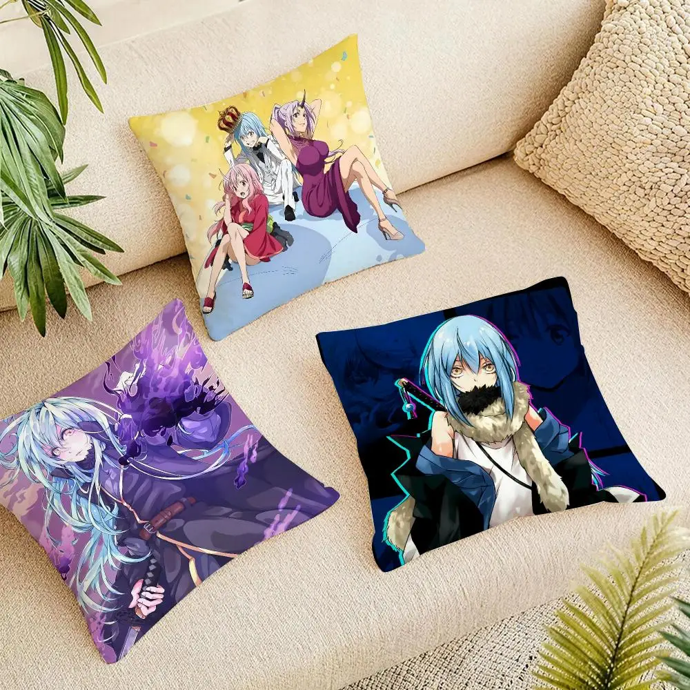 Hot Anime Slime Isekai Cushion Cover Short Plush Pillowcase, Washable Wrinkle Resistant Cover for Bedroom Gift