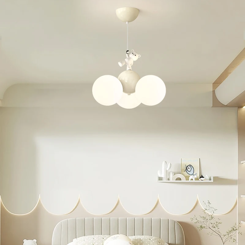 Cream Style Led Bedroom Chandelier Cartoon Clouds Creative Red Panda Children's Room Chandelier Modern Home Indoor Lighting Lamp