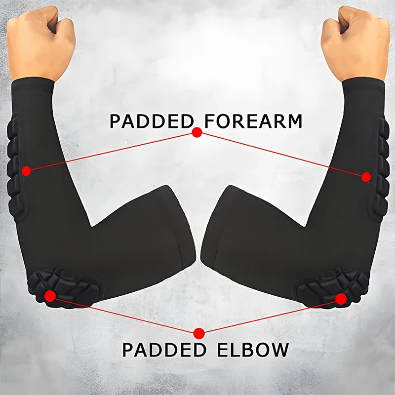 1Pc Padded Arm Sleeve, Crashproof Elbow Support Compression Forearm Guard for Basketball Volleyball Cycling Fitness Sports