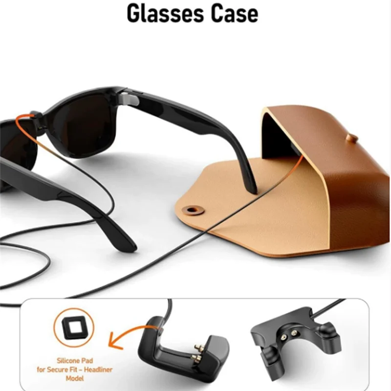 كابل شحن النظارات الذكية ABSQ لـ Rayban & Oakley Meta لـ، نماذج Skyler Headliner تتصل بعلبة الشحن