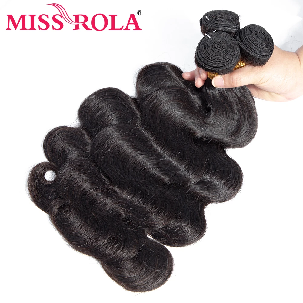 Miss Rola Onda Do Corpo Do Cabelo Weave Bundles Com Fechamento 100% Cabelo Humano Cor Natural Remy Brasileiro Extensão Do Cabelo Tramas Duplas