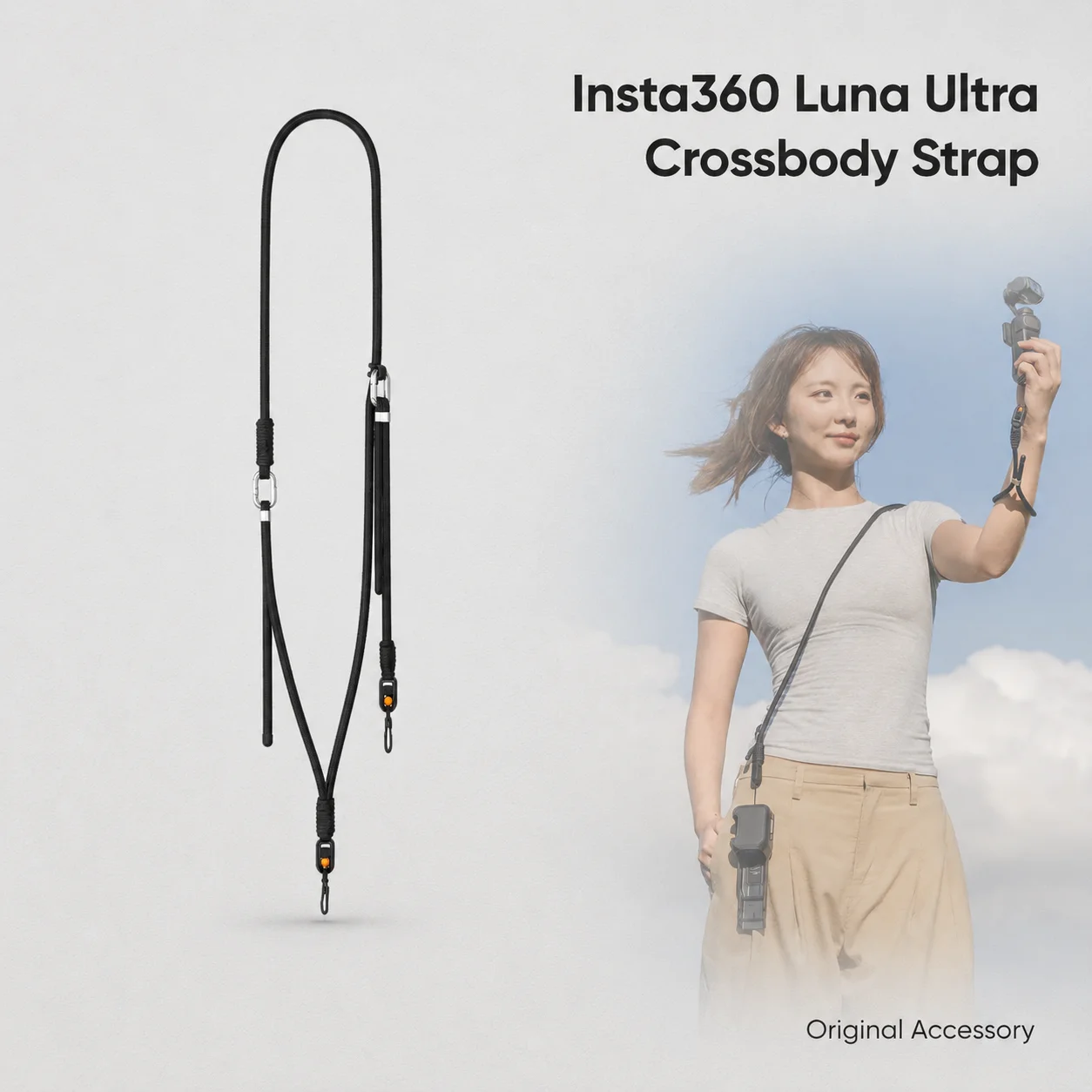 Crossbody Strap Luna Ultra Adjustable Quick Release Camera Lanyard with Phone Adapter Patch for Insta360 Travel Vlogging