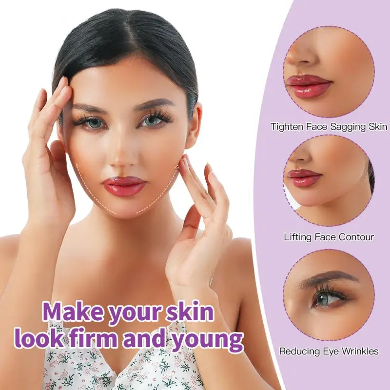 แผ่นแปะยกกระชับใบหน้าแบบทันที 12 ชิ้น แผ่นมาส์กหน้าแบบใส ยกกระชับรูปหน้าวี ลดริ้วรอยบริเวณคางและรอบดวงตา อุปกรณ์ดูแลผิว แผ่นแปะดึงเชือก กระชับผิว ปรับรูปหน้า