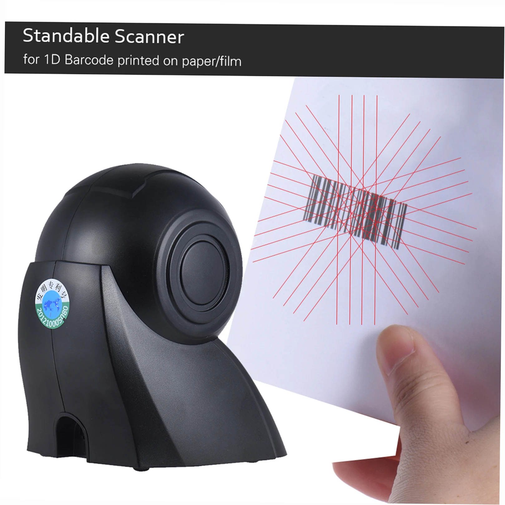 Omni-direcional Orbit Barcode Scanner, Auto Scanning, USB Reader, 30 ° cabeça ajustável, 1D, 1800 T/s de velocidade, 20 linhas