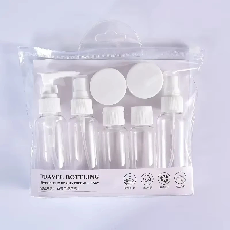 Juego de embotellado de viaje, botella pulverizadora, lata pulverizadora, cosméticos, botella pulverizadora de viaje, botella tipo prensa, loción en aerosol recargable