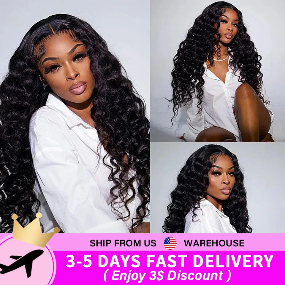 36Inch Deep Wave Lace Front Wigs Human Hair 13x4 Deep Wave Human Hair Wigs Deep Wave 13x4 Guleless Wigs for Women 180% Density