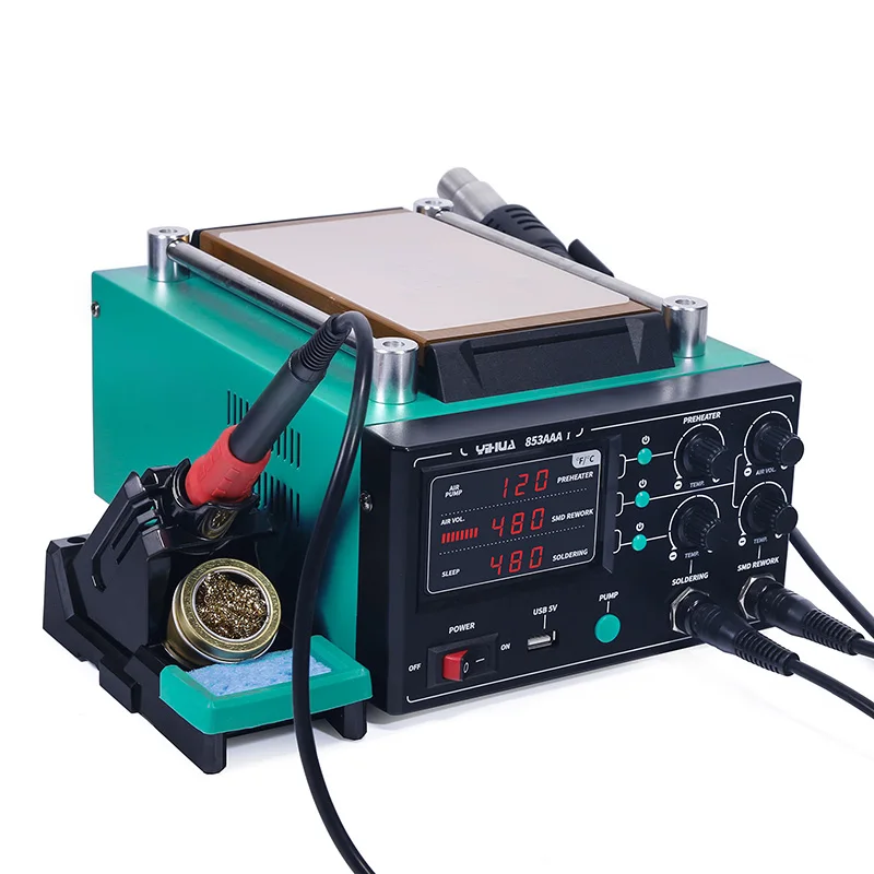 

YIHUA 853AAA-I 3 In 1 Digital SMD Soldering Desoldering Hot Air Gun Preheat BGA Rework Soldering Station
