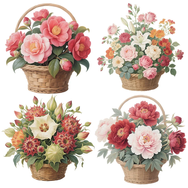 Three Ratels CEE149 Beautiful flower basket art wall stickers for home decoration toilet decals waterproof