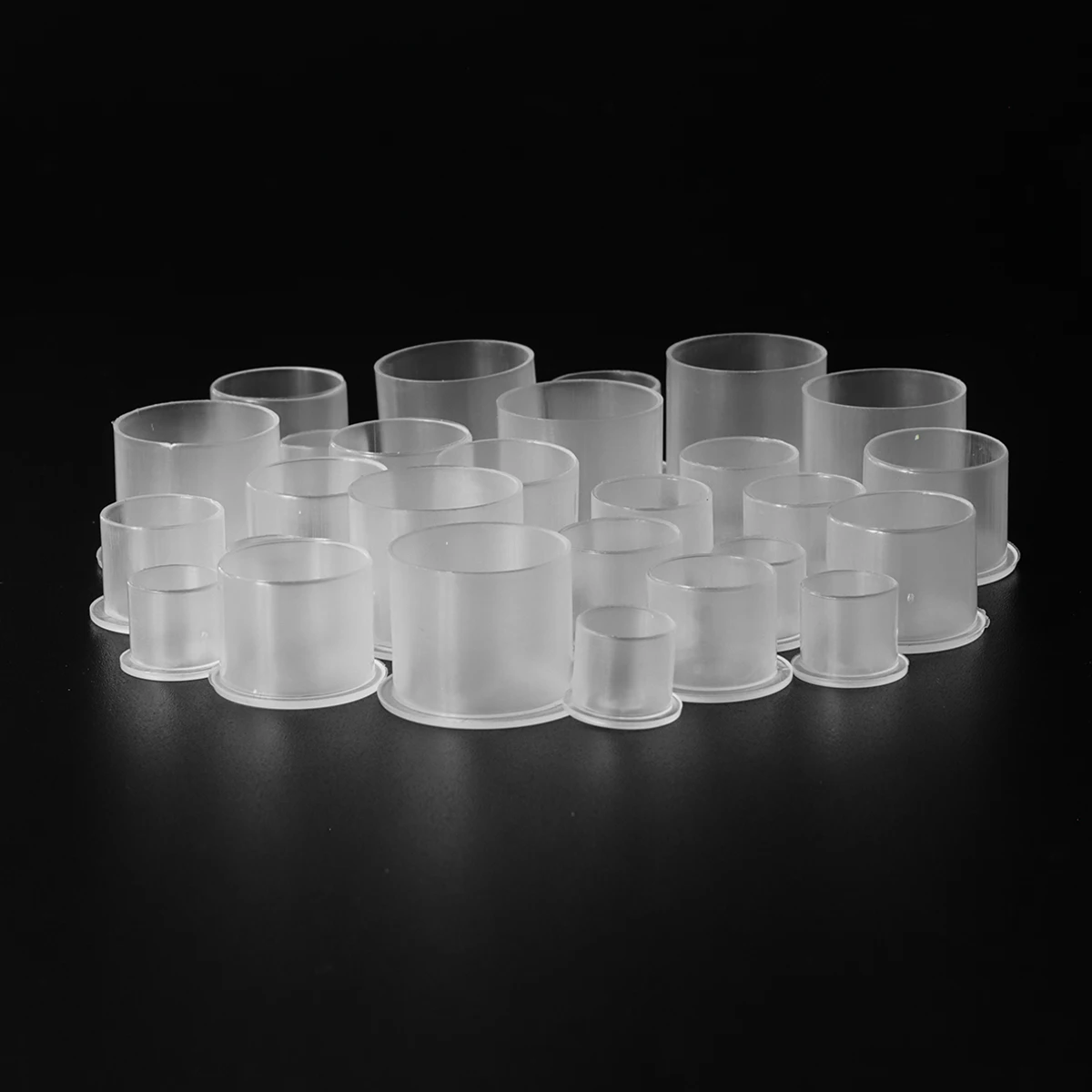 Mamba 1000pcs Tattoo Ink Caps S/M/L/XL Disposable Tattoo Ink Cups with Base Clear Plastic Pigment Permanent Makeup Container