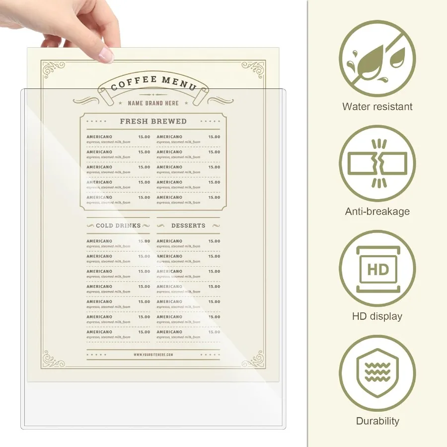 6 peças 8.5x11 ''protetor de impressão rígida transparente rígido de papel de plástico protetor de página de plástico transparente para fotos