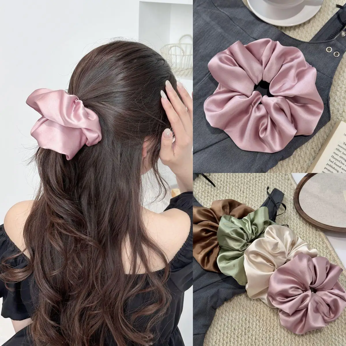 

Корейские атласные резинки для волос для женщин, плиссированные резинки для волос для девочек, эластичные резинки для волос, простой держатель для хвоста, аксессуары для волос