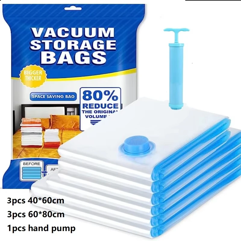 1/7/9-piece set of transparent vacuum storage bags, clothing storage bags, suitable for bedding, clothes, quilts, ideal home