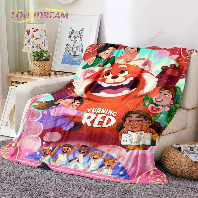 Cute Cartoon Turning Red Panda Blanket Warm Plush Cozy Home Throw Blanket for Bed Sofa Couch Lightweight Girl Gifts