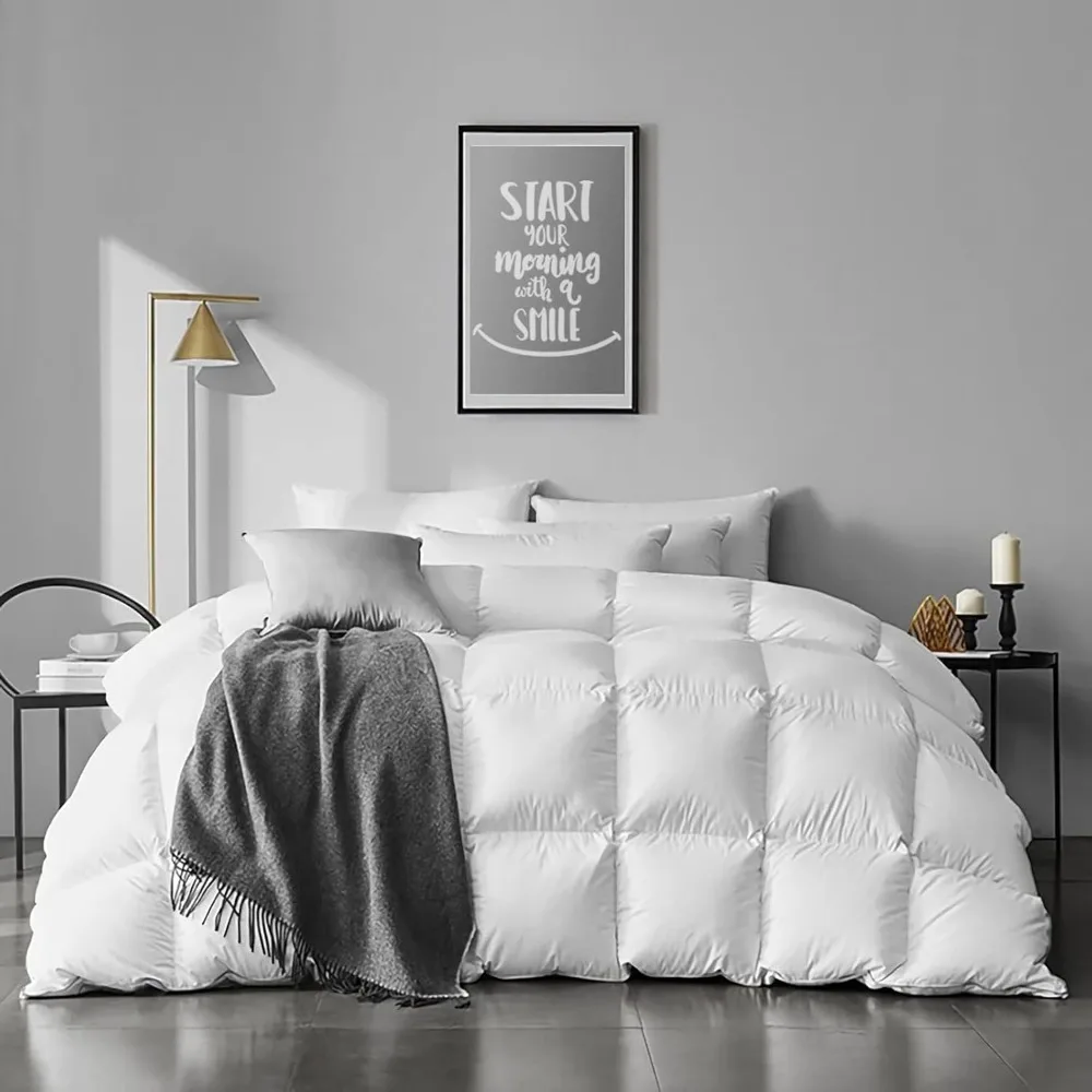 

Large Down Duvet Cover -100% Organic Cotton Down Duvet Cover Medium Warm Quilted Bed Cover (90x90, Ivory White)