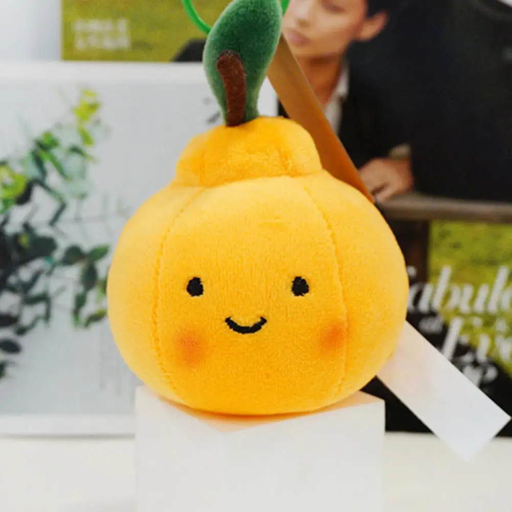 Cute Keychain Oranges Banana Peach Carrot Plush Toy Creative Decor Accessories Stuffed Vegetable Fruit Doll Key Ring Pendant