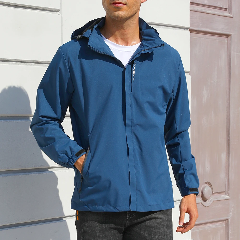Chaqueta con capucha para hombre al aire libre, chaqueta informal a prueba de viento con cremallera, abrigo para escalada, Camping, senderismo, moda masculina, prendas de vestir ajustadas