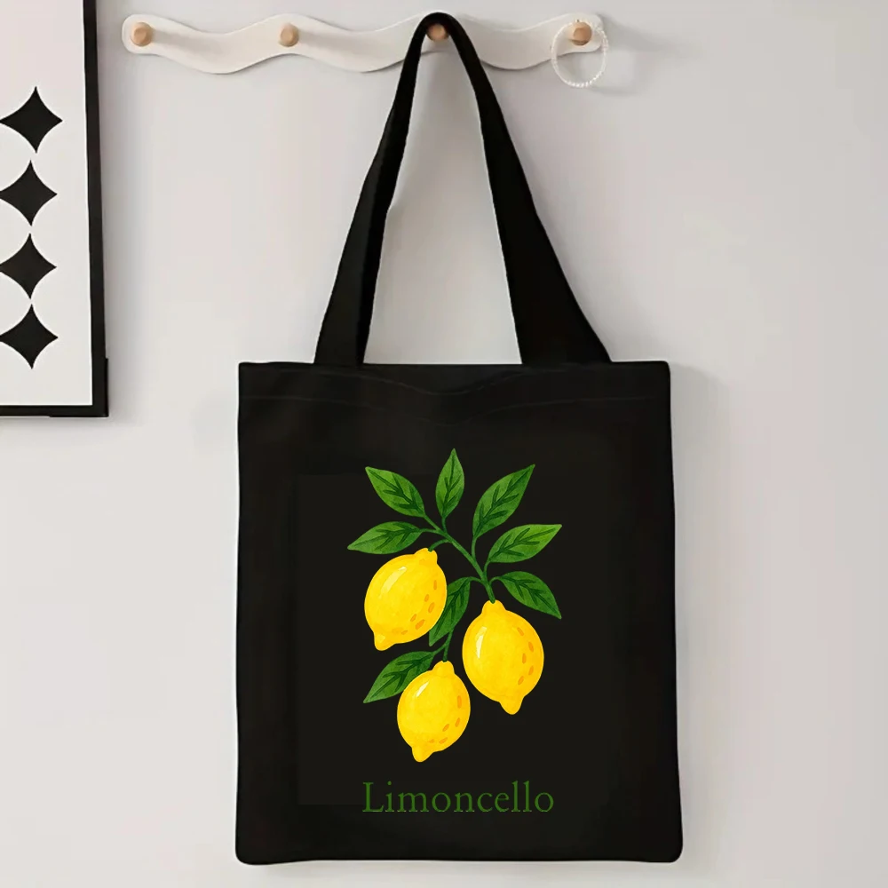 Limoncello Canvas Tote Bag Amalfi Coast Italian Lemon Fruit Aesthetic Beach Vacation Travel Handbag Reusable Shoulder Purse