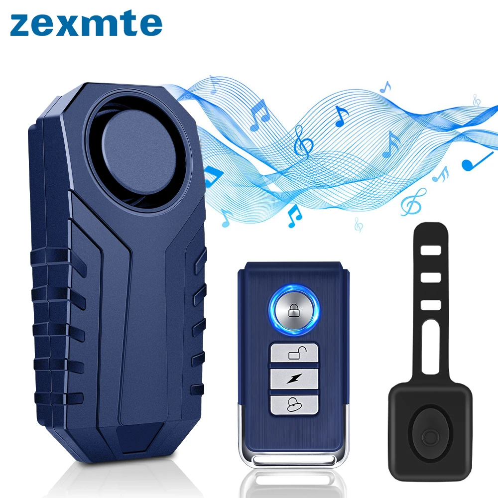 Zexmte 105dB Bike Alarm Anti-Theft IP65 Waterproof Rechargeable Bicycle Motorcycle Vibration Motion Sensor Security Protection