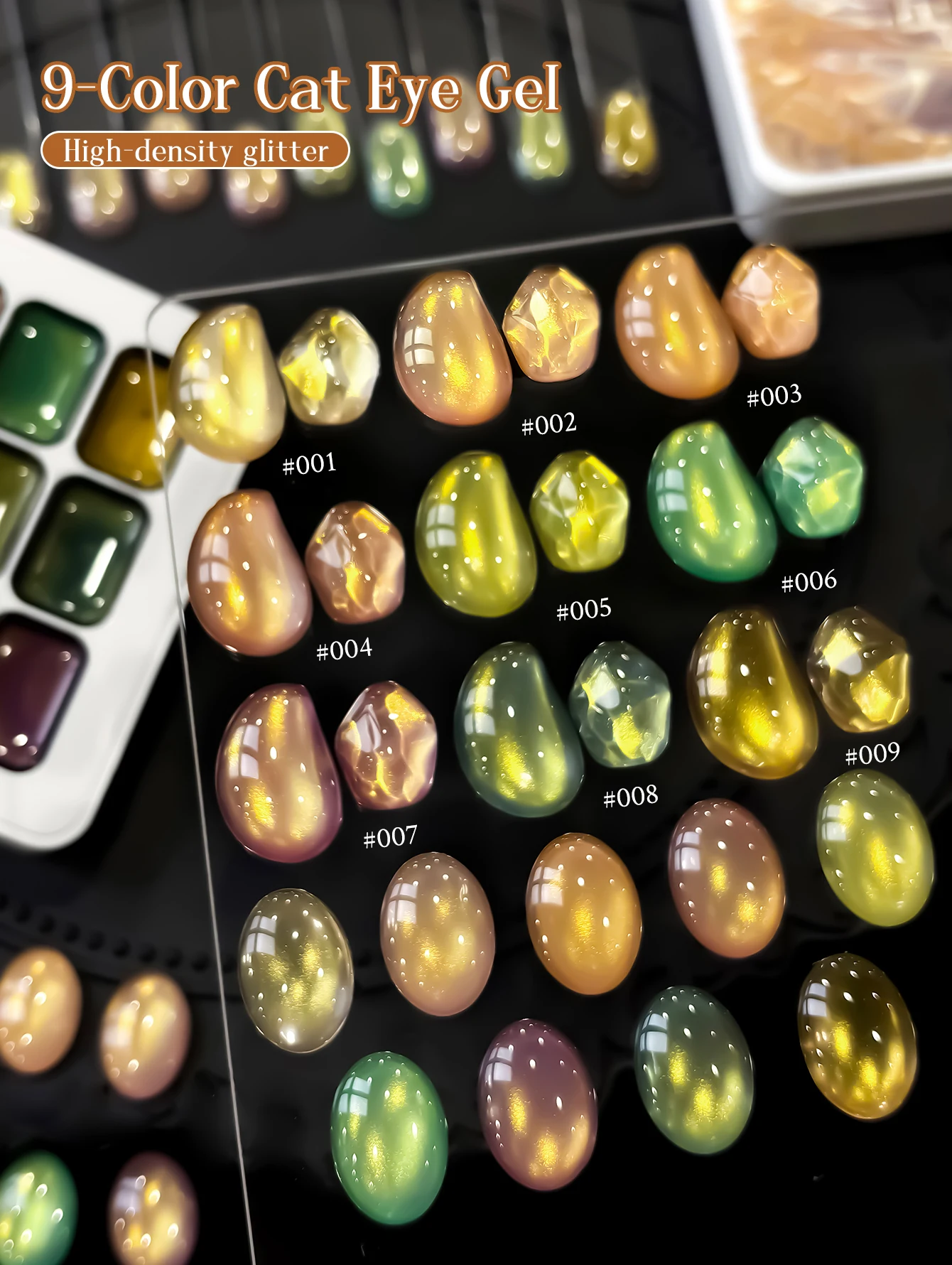 9-Farben Katzenauge-Muster Gel-Nagellack Hochpigmentiert Beliebter Halbfester Nagellack für Spezialanwendungen im Nagelstudio – Detail 4