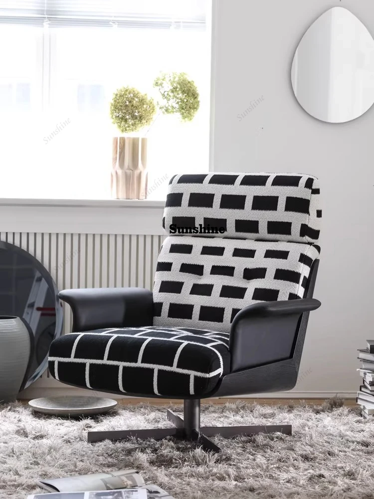 Italian minimalist leisure chair living room balcony high backrest rotatable single sofa