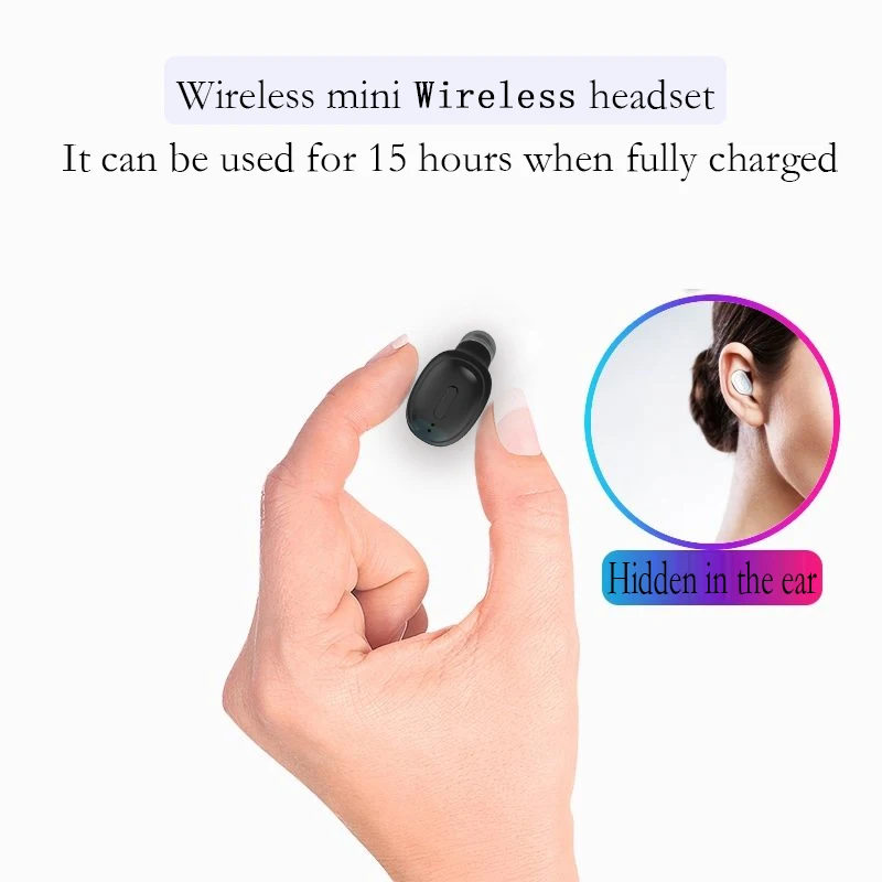 SK H02 Wireless Headset Bluetooth Earphone Ear Clip Headphones Sport Waterproof With Mic Earbuds Hifi Music Extra Long Endurance