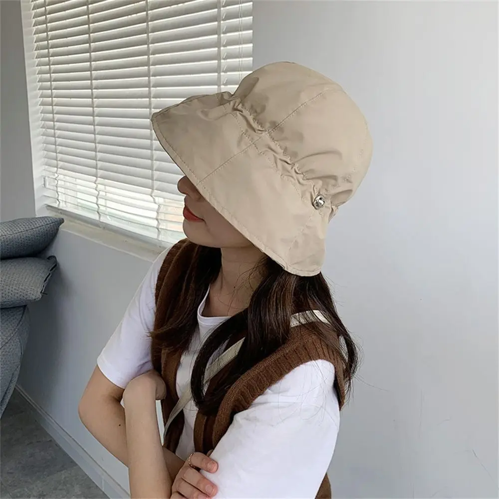 Casual Sun Protection Sunscreen Bucket Hat Quick Drying Breathable Basin Hat Cotton Solid Color Fisherman Hat for Outdoor