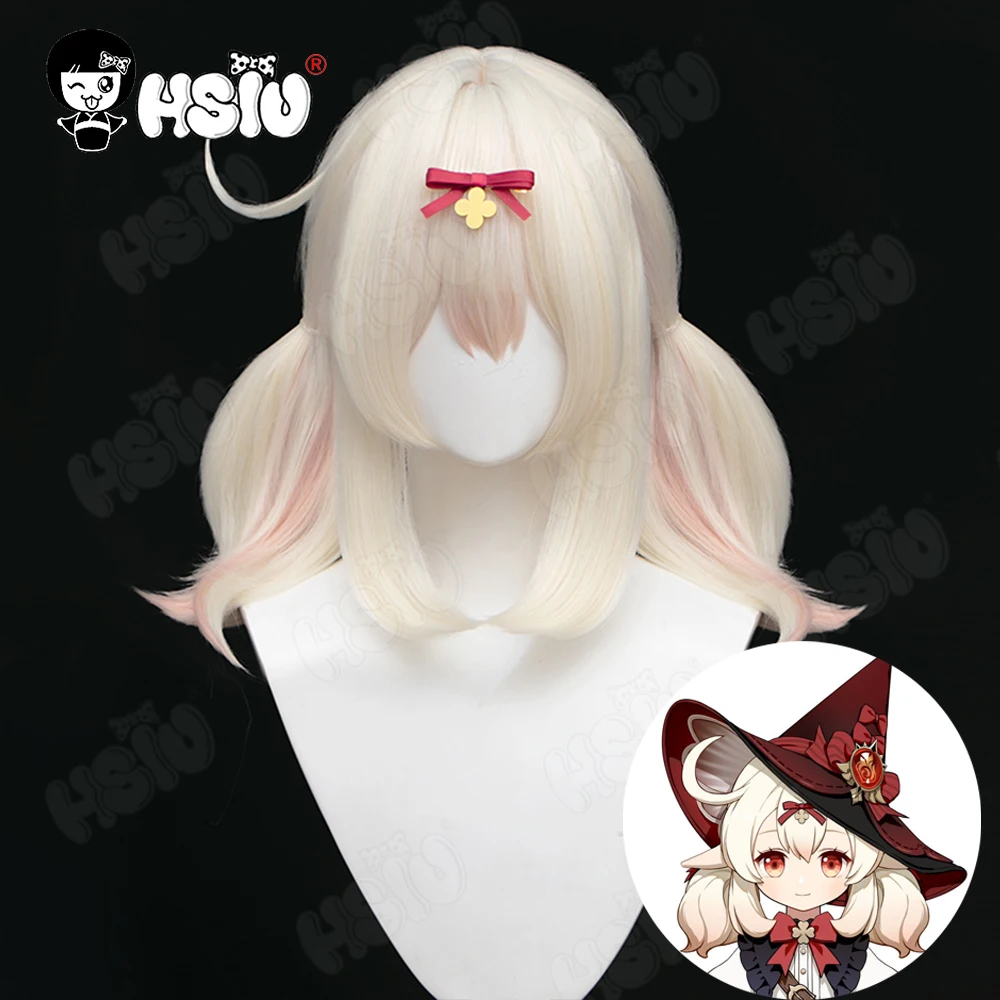 Klee New Skin Cosplay Wig Fiber synthetic wig Game Genshin Impact Cosplay Wig 「HSIU 」Milk yellow mixed powder orange short Wig