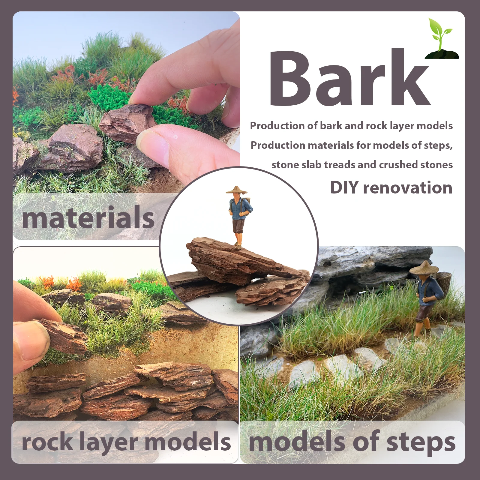 

100g Tree Bark Natural DIY Handmade Sand Table Model Material for Micro Landscape 3D Scene Creative Diorama Production