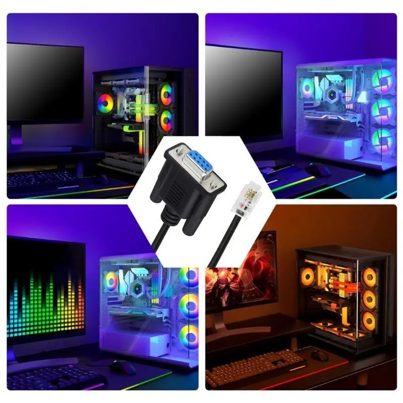 

652F Durability RJ9 4P4C Male to DB9 RS232 Female 9 Pin Console Cable Efficient