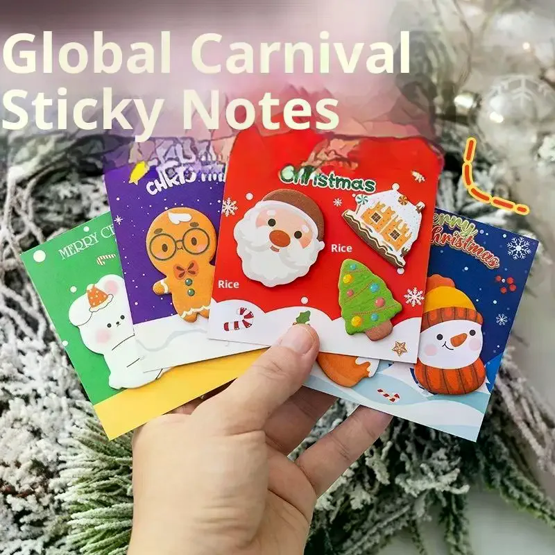 2PCS Christmas Sticky Note Cartoon Style Cute N Times Sticker DIY Message  Sticker Can Stick Ins Shaped Sticky Note Paper