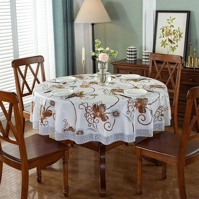 

Household Circular Tablecloth, Waterproof, Oil Proof, Stain Proof, No Wash, PVC, Dining Table Cloth