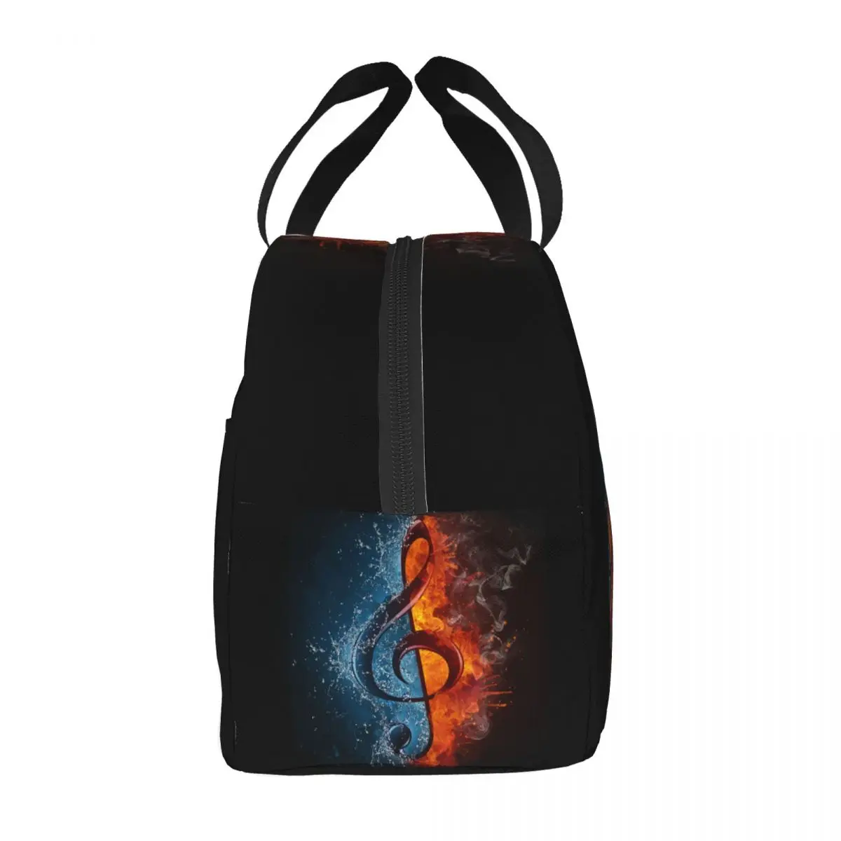 Music Notes In Fire And Water Insulated Lunch Box for Women Reusable Thermal Cooler Lunch Bag Picnic Food Container Tote Bags