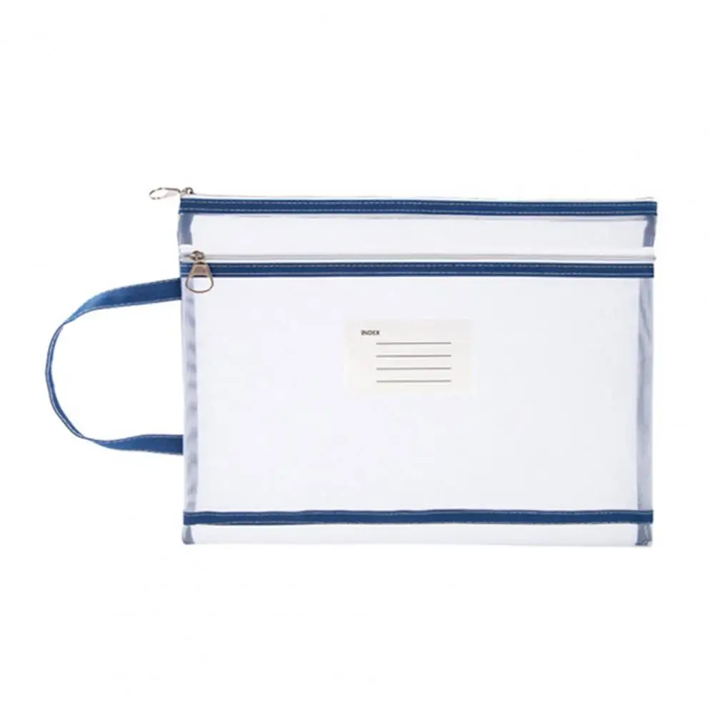 Work Document Holder File Holder Storage Bag with Lanyard Zipper Closure for A4 Documents Transparent File Organizer Holder