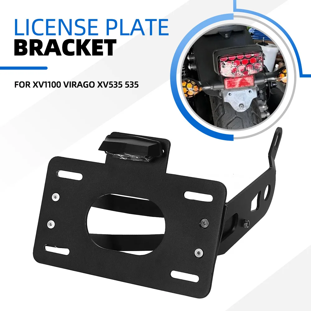 Motorcycle Side Mount LED License Plate Light For Yamaha XV1100 Virago XV535 535 Rear Registration Number Holder Bracket Lamp