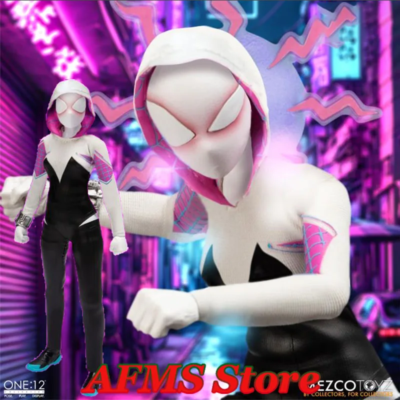 

MEZCO 1/12 Scale Collectible Figure Spider Gwen Spider-Man：Into The Spider-Verse Hero Dolls 6Inch Action Figure Women Soldier