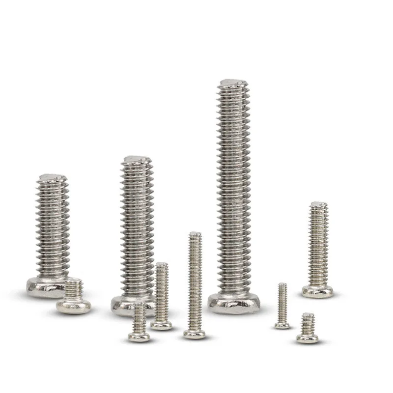 100pcs Pm2/3 M2 M3 Iso7045 Din7985 Gb818 Nickel Plated Cross Recessed Round Pan Head Pm Screws Phillips Screws