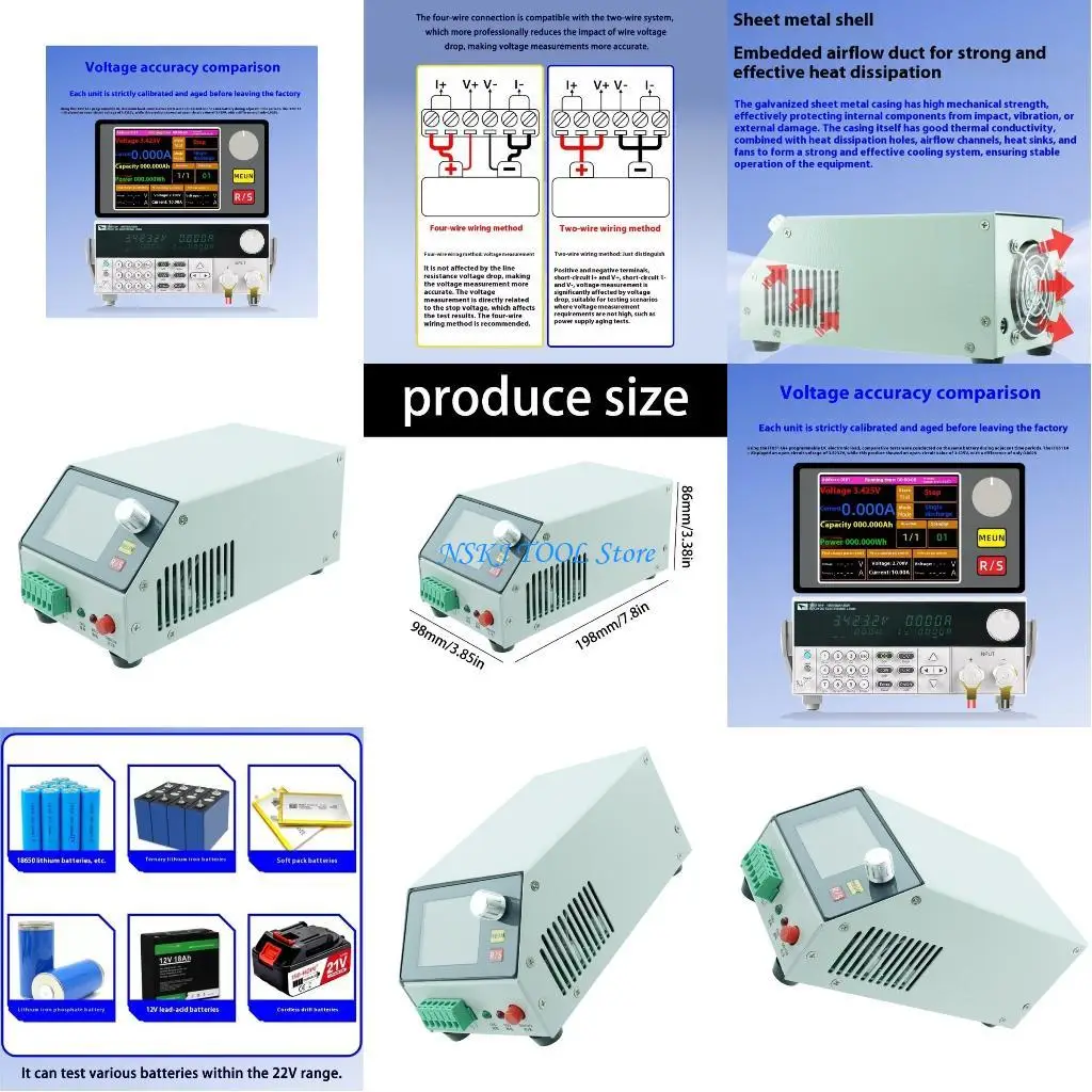 

L8RC Load Capacity Tester Meter Color Screen Battery Capacity Measuring Instrument