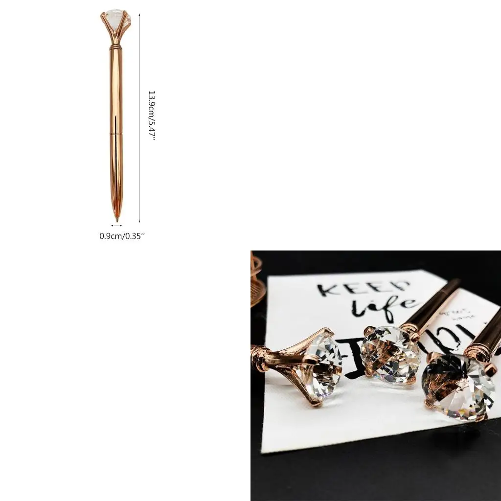  Stylish Metal Ballpoint Pen Creative Big Crystal Diamond Decorations for Sch