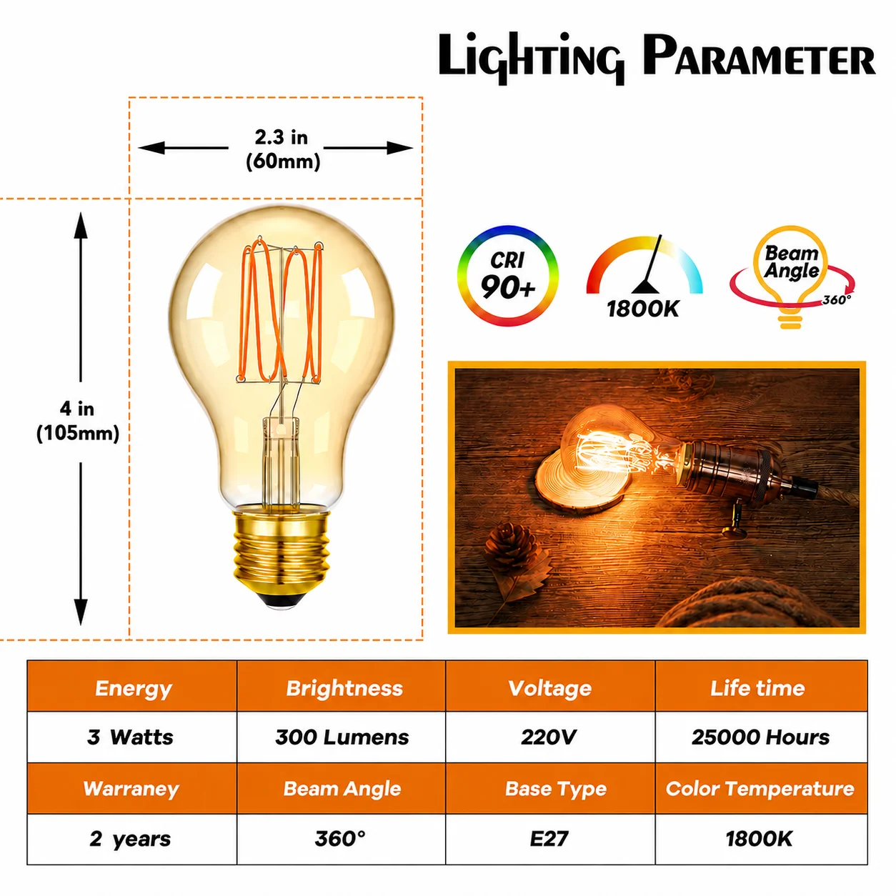 Retro G45 ST45 G80 G95 C35 ST58 A19 Amber LED Filament Bulb 220V E27 E14 Light Vintage Decor Lamp Cafe Bar Home Pendant Light