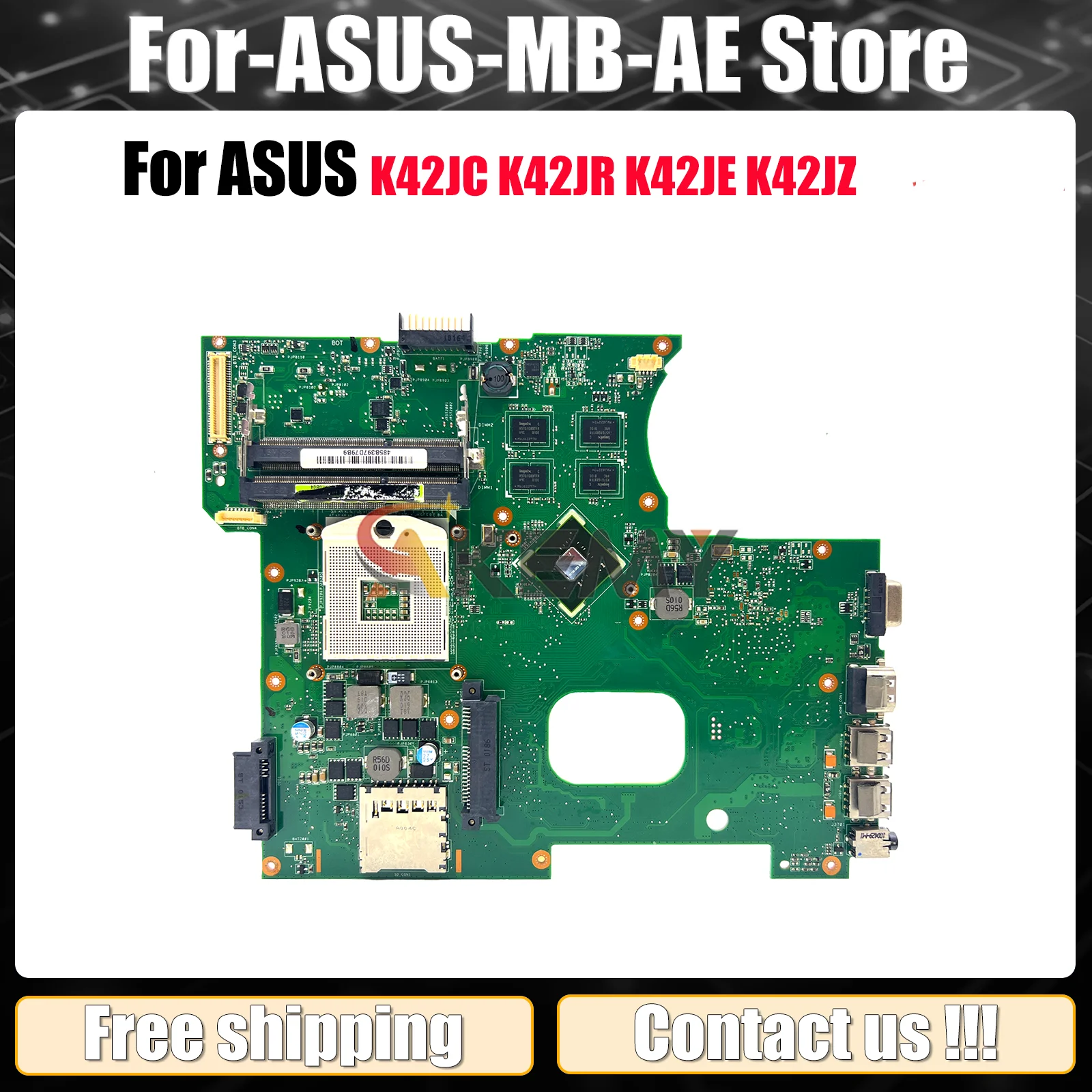 

K42JC Laptop Motherboard For ASUS X42J K42JZ K42JC K42JY K42JZ K42J A42J K42JA K42JP K42JE K42JR Mainboard 100% tests fast ship