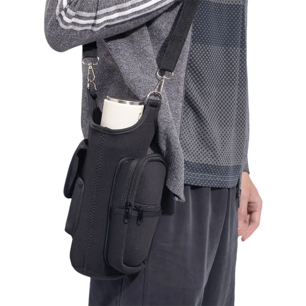 

Magnetic Bottle Bag with Shoulder Strap Water Bottle Holder with Phone Pouch Bottle Sleeve Pouch for 30oz Water Bottle