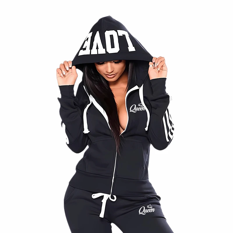 Women\'s Tracksuit Slim Fit Two Piece Sets for Women High Quality Sports Outdoors Daily Casual Comfortable Jogging Gym Zip Hoodie