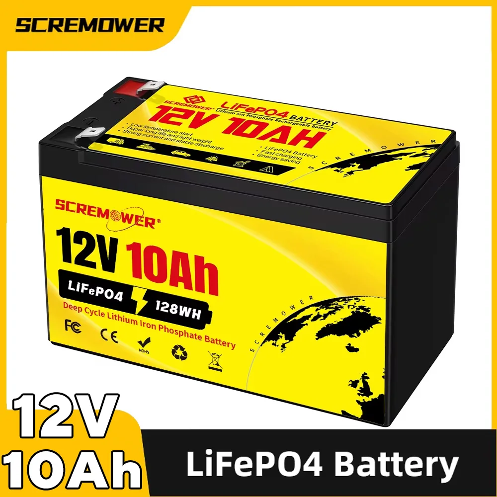 12V 300Ah LiFePO4 Battery Built-in BMS 12.8V 10Ah Rechargeable Lithium Battery Iron Phosphate Batteries for Campers Boat RV