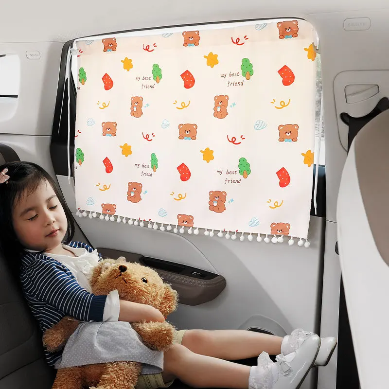 Universal Car Sun Shade Cover UV Protect Curtain Side Window Sunshade Cover Suction Cup Style Interior Sunshade Board