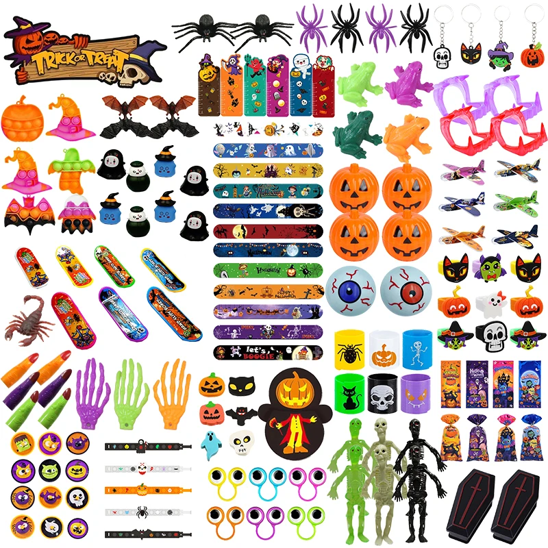 Halloween Toy For Kid Simulation Scorpion Sticky Spider Web Pumpkin Shell Halloween Candy Bag Springs Coil Party Gift Tricky Toy