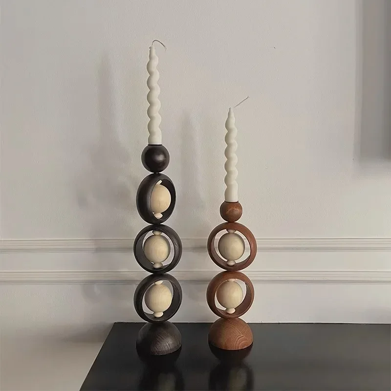 

Solid Wood Vintage Candle Holders Creative Household Luxury Aesthetic Candle Holders Professional Home Furniture Decoration