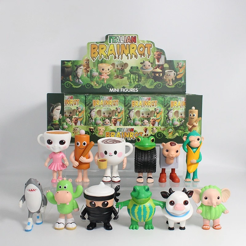 Nueva caja ciega italiana Brainrot Tung Tung Sahur modelo figura Tralalero Tralala Crocodilo Capuuccino muñeca chico juguete caja de regalo
