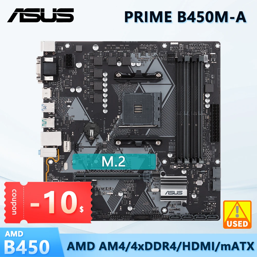 placa mae asus prime b450m a amd am4 b450m suporte para placa mae ryzen 5600 1500 3600 5700 4600 cpu micro atx ddr4 128gb 01